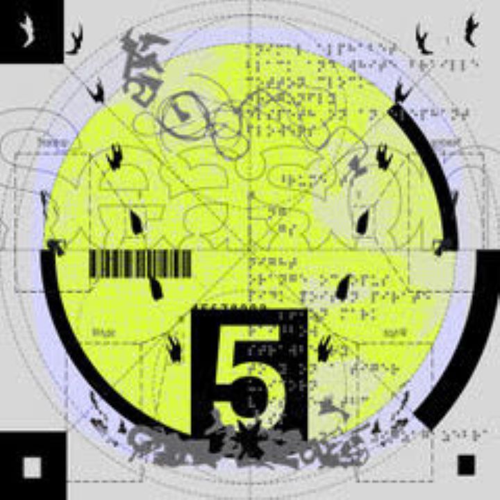 A layered image of text, lines, barcodes