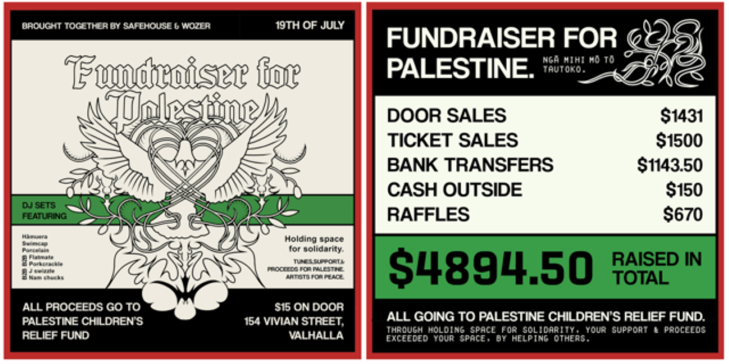 fundraiser for palestine tiles in black white red and green